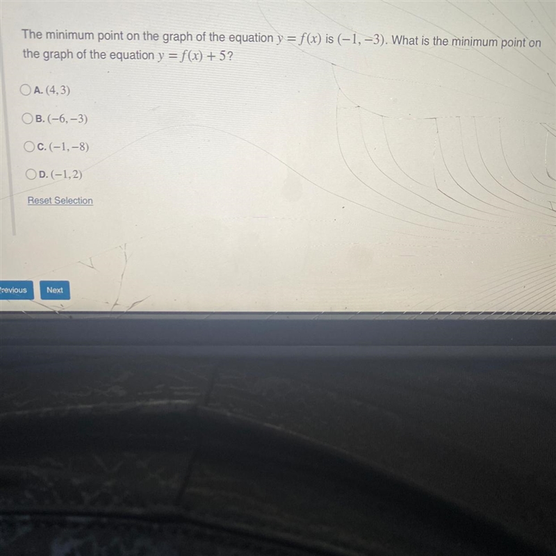 The minimum point on the graph of the equation y = f(x) is (-1, -3). What is the minimum-example-1