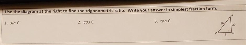 Use the diagram at the right to find the trigonometric ratio​-example-1