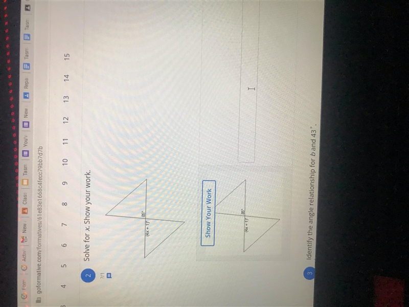 Solve for x, show your work-example-1