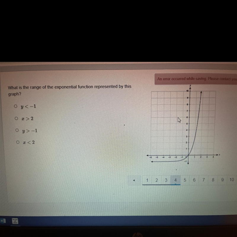 What is the range of the exponential function represented by this graph-example-1