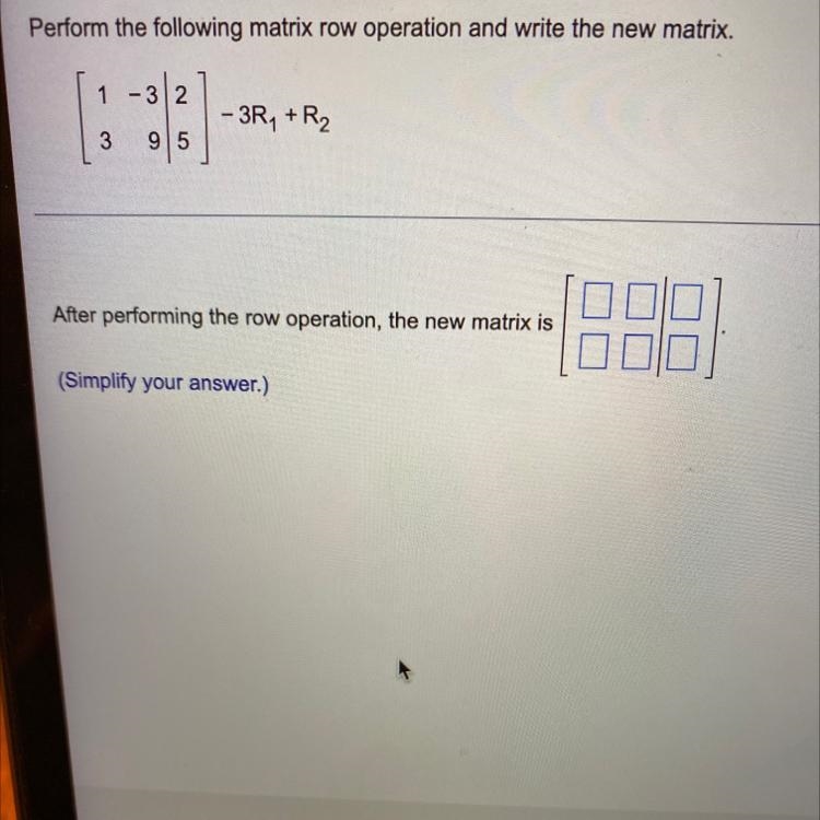 Perform the following matrix row operation and write the new one.-example-1