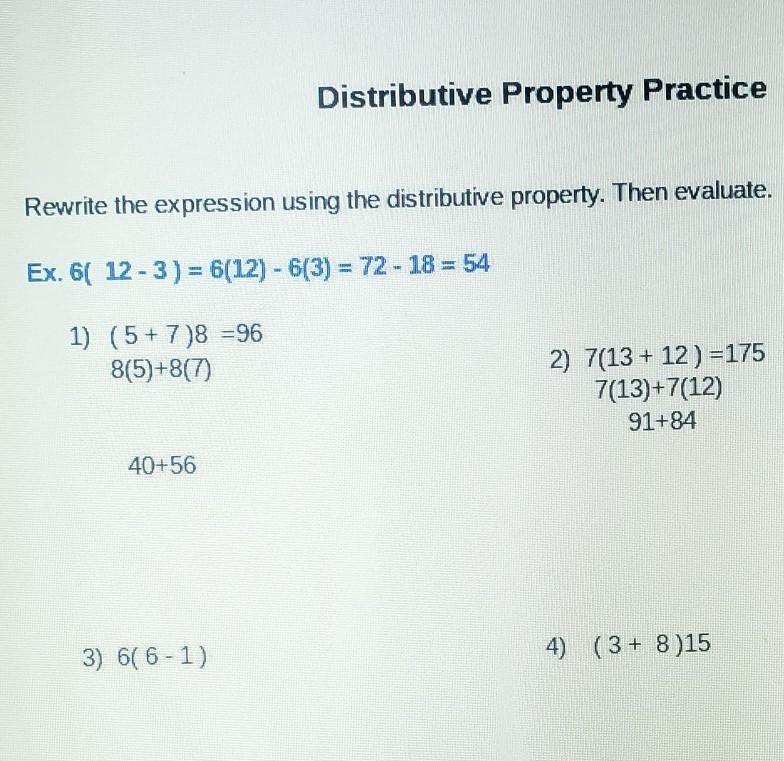 1 and 2 are already done but its about re writing the expression using the distributive-example-1