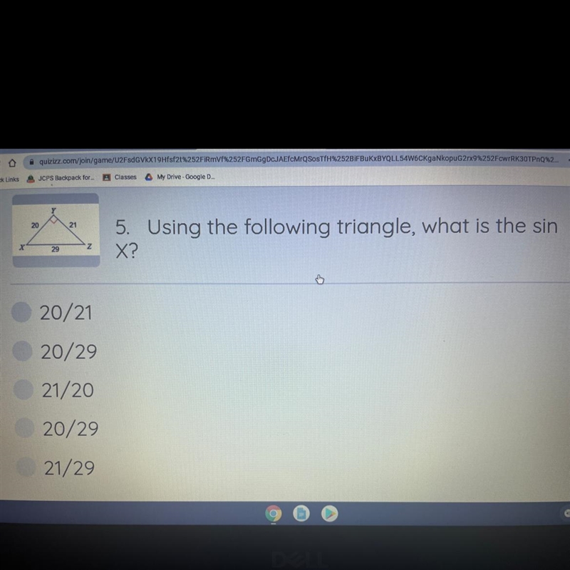 Using the following triangle what is the sin X?-example-1