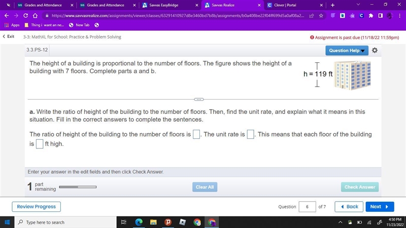 The height of a building is proportional to the number of floors. The figure shows-example-1