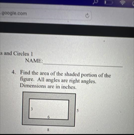 Find the area of the shaded portion of the figure. All angles are right angles. Dimensions-example-1