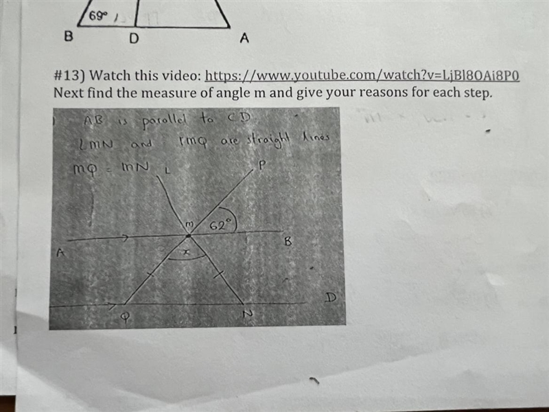 Find the measure of angle m and give your reasons for each step-example-1