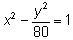 What is the equation of a hyperbola with a = 1 and c = 9? Assume that the transverse-example-1