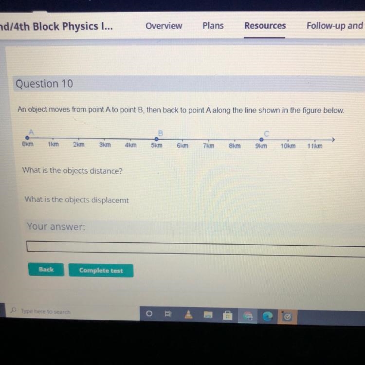 An object moves from point A to point B, then back to point A along the line shown-example-1