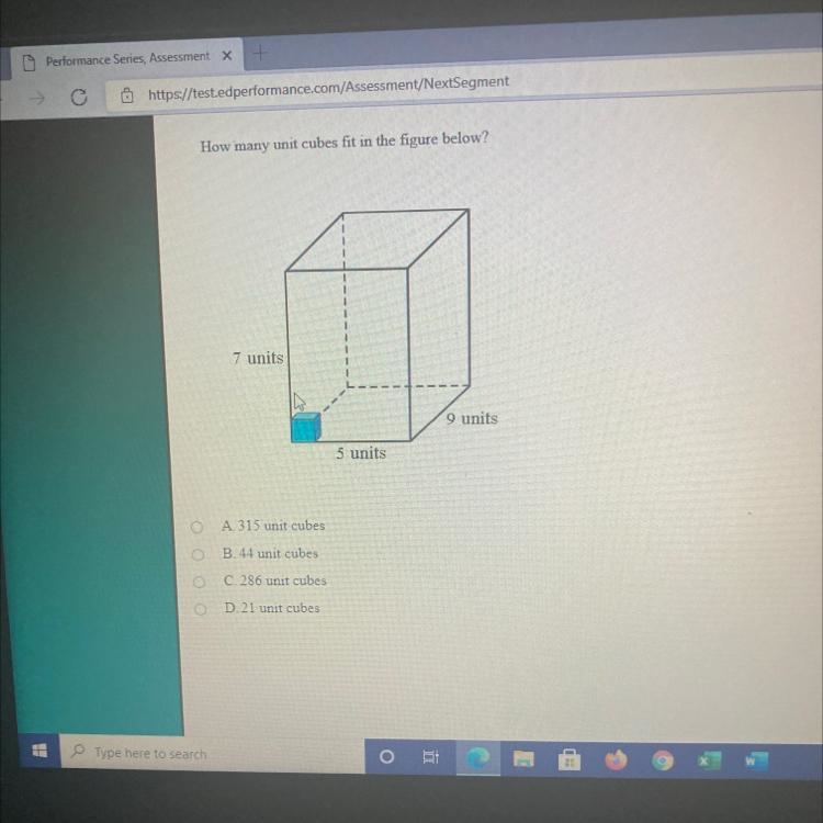 How many unit cubes fit in the figure below?7 units9 units5 units-example-1