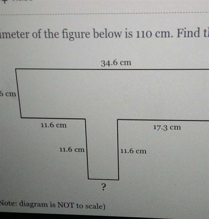 The permeter of then figure below is 110cm.Find the length of the missing side.-example-1