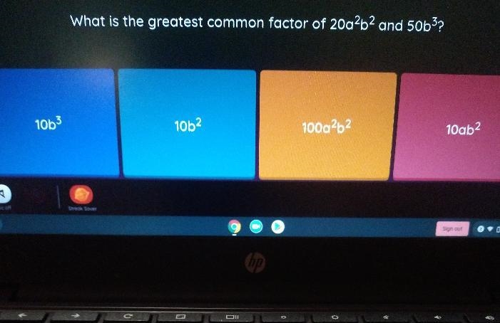 What is the greatest common factor of 20a^2b^2 and 50b^3?-example-1