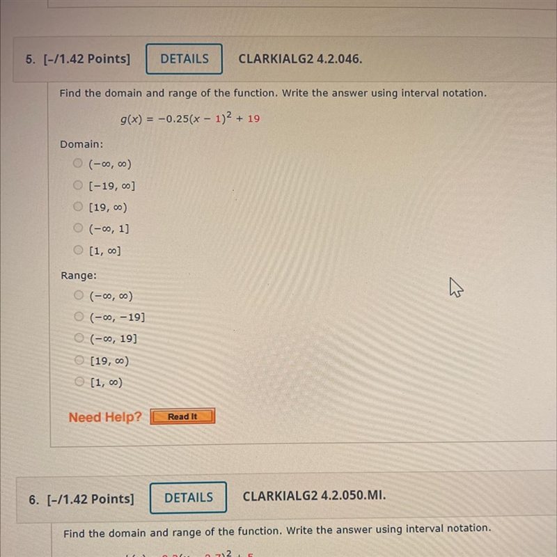 5. Homework type the domain and range thanks don’t need a full explaination-example-1