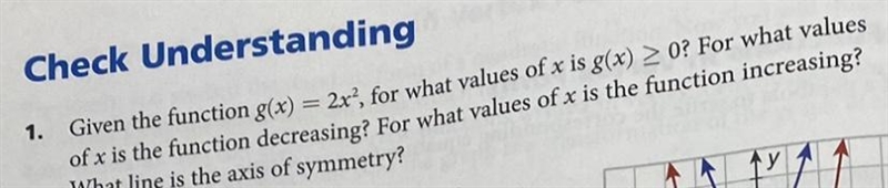 Given the function g(x) = 2x^2, for what values of y is g(x) > 0? For what values-example-1