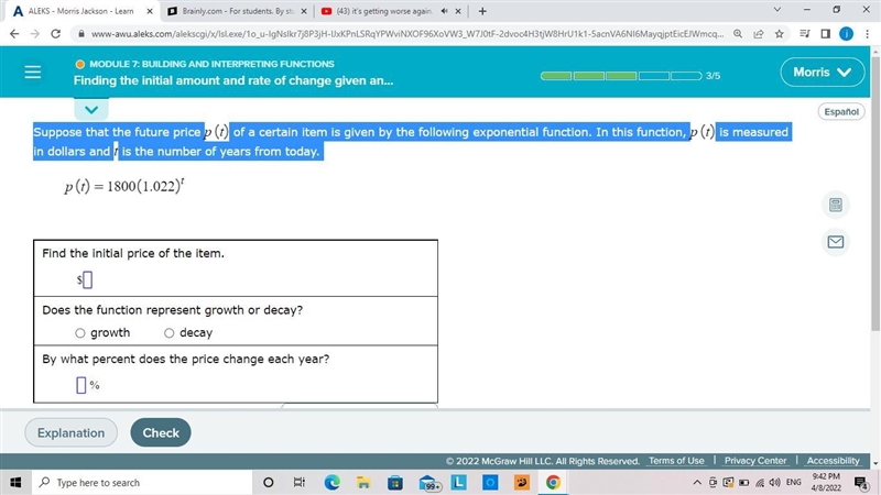 Suppose that the future price of a certain item is given by the following exponential-example-1