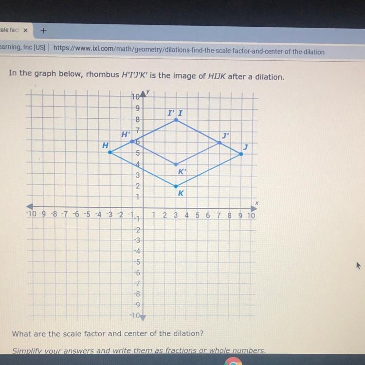 Can you help me find the scale factor and center of the dilation, you don’t need to-example-1