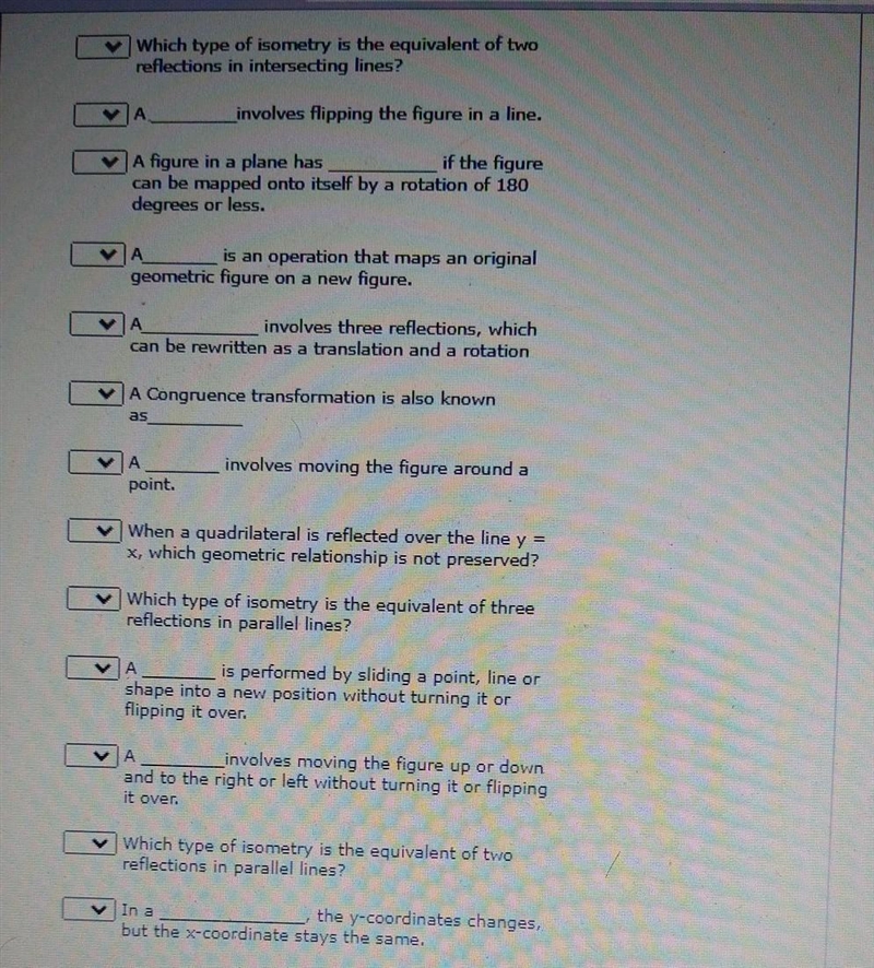 I need help with this question... fill in the blank match accordinglya. rigid motionb-example-1