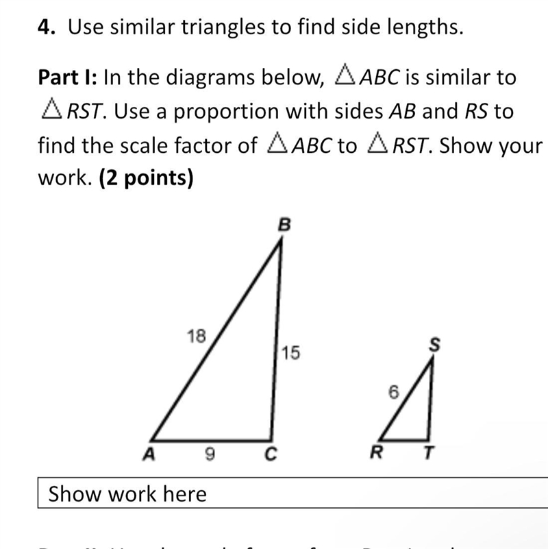 Use similar triangles to find side lengths. In the diagrams below, A ABC is similar-example-1