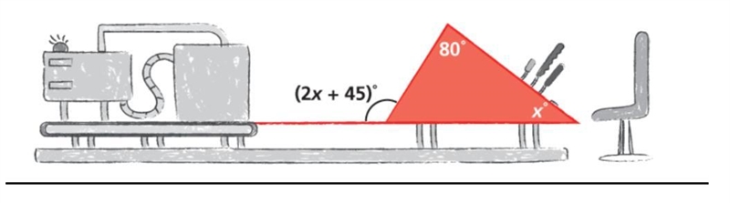 Application machinist is drawing a triangular piece of an industrial machine. Write-example-1