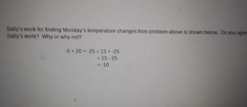 shelly work for finding Monday temperature changes from a problem above is shown below-example-1