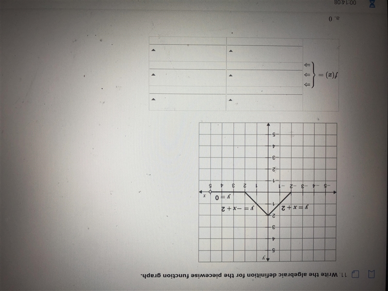 Write the algebraic definition for the piece wise function graph.-example-1