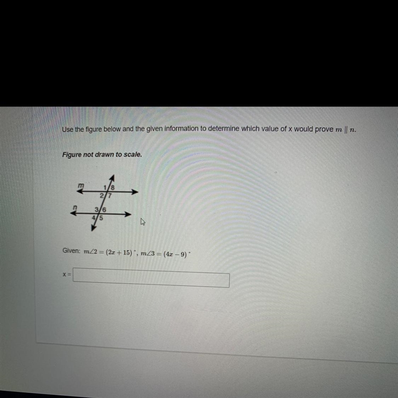 Use the figure below in the given information to determine which value of X would-example-1