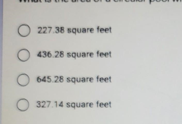 What is the area of a circular pool with a diameter of 36 ft?-example-1