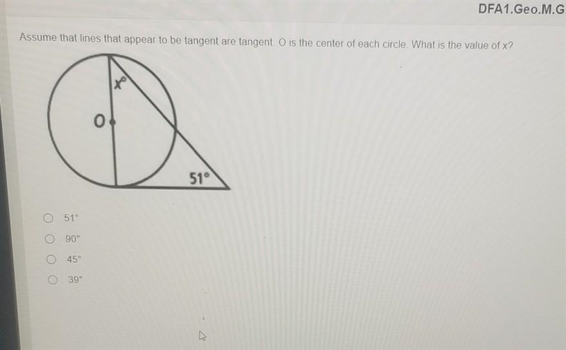 Assume that lines that appear to be tangent are tangent. O is the center of each circle-example-1