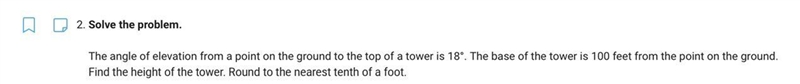 2. Solve the problem.The angle of elevation from a point on the ground to the top-example-1