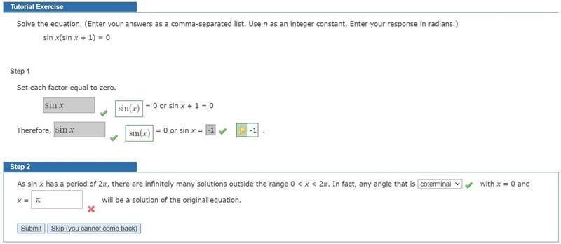 As sin x has a period of 2, there are infinitely many solutions outside the range-example-1