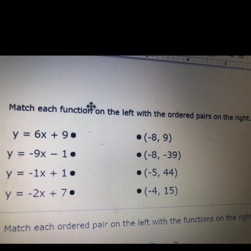 Match each function on the left with the ordered pairs on the right.-example-1