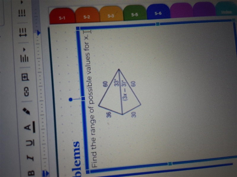 Find the range of possibilties for x.-example-1