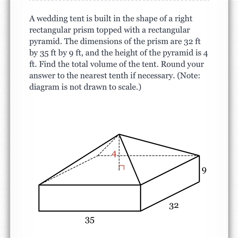 A wedding tent is built in the shape of a right rectangular prism topped with a rectangular-example-1