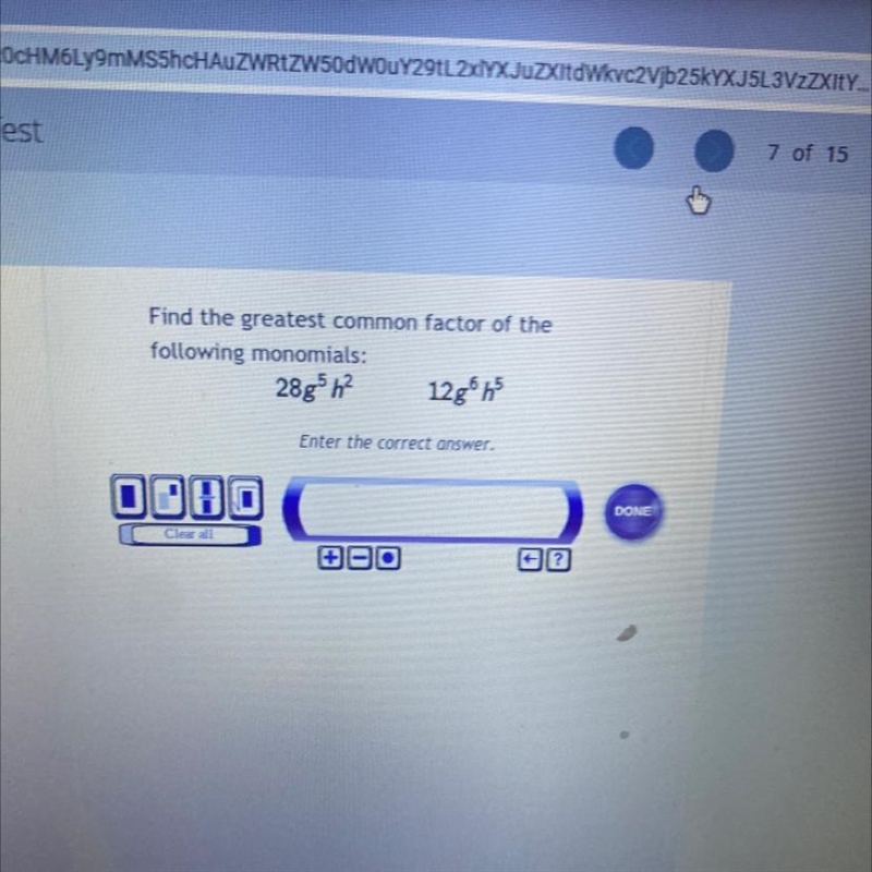 Find the greatest common factor of thefollowing monomials:28g5 ha 12g-example-1