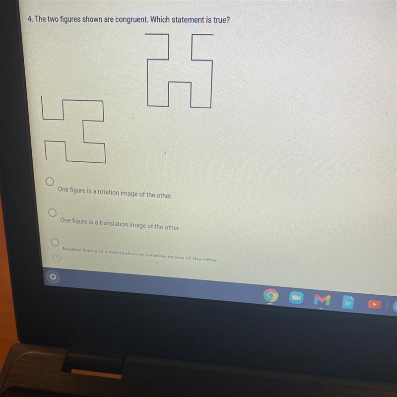 One figure is a rotation image of the other One figure is a translation image of the-example-1