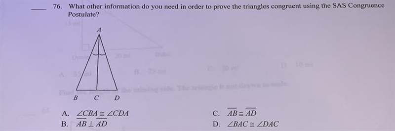 76. What other information do you need in order to prove the triangles congruent using-example-1