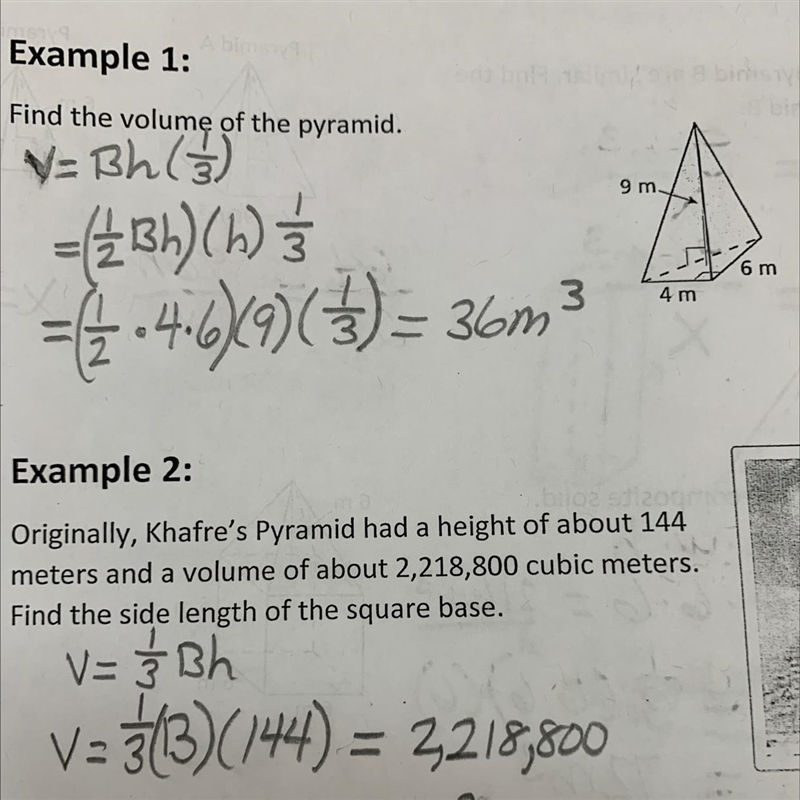 Find the volume of the pyramid. Example 1 I need a better explanation for this problem-example-1