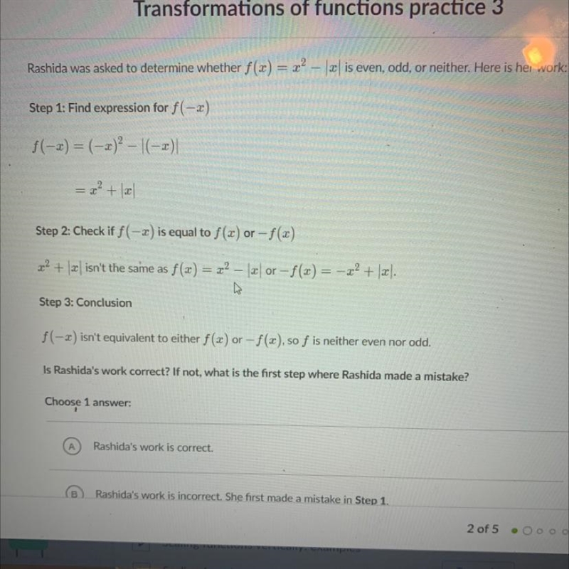 Is Rashida’s work correct? If not, what is the first step where Rashida made a mistake-example-1