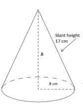 Find the length of the height of the cone.-example-1