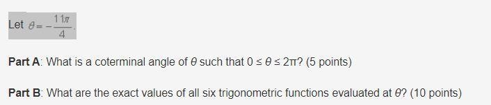 PART B:What are the exact values of all six trigonometric functions evaluated at θ?-example-1