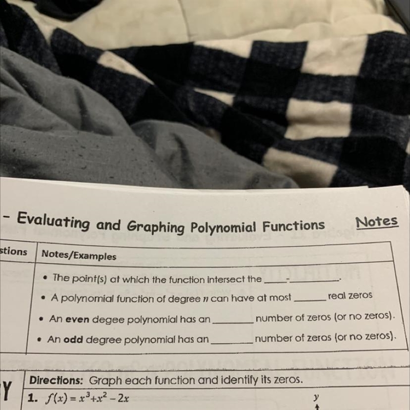 La II - Evaluating and Graphing Polynomial Functions - Notes eas/Questions Notes/Examples-example-1