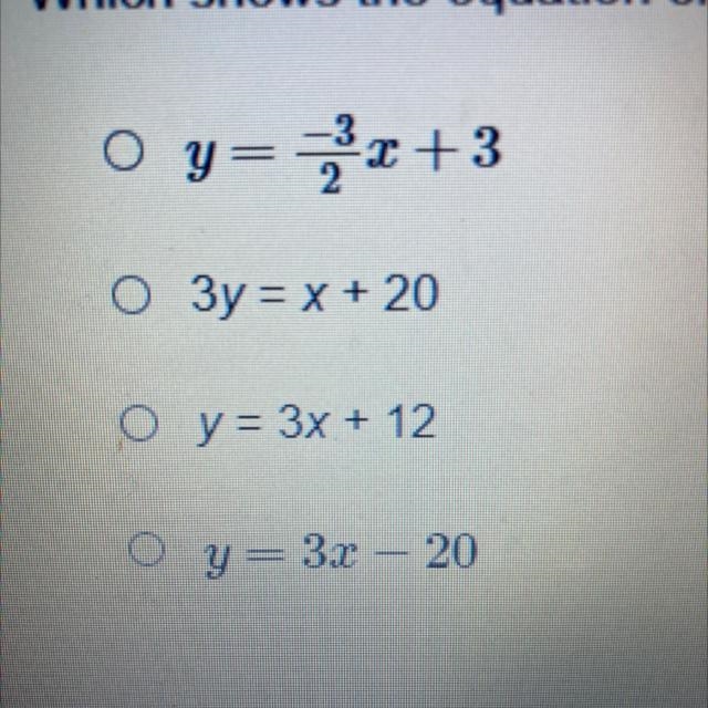 Which shows the equation of the line containing the point (-2, 6) and having a slope-example-1