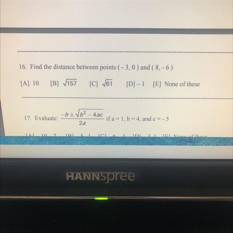 16. Find the distance between points (-3,0) and (8,- 6)-example-1