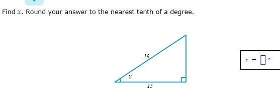 Using a trigonometric ratio to find an angle measure in a right-example-1