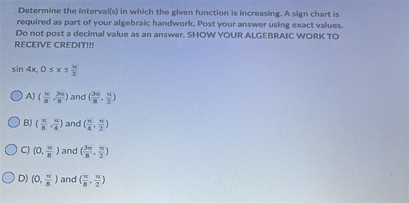 Not sure how to get to the answer and how to write the sign chart they are asking-example-1