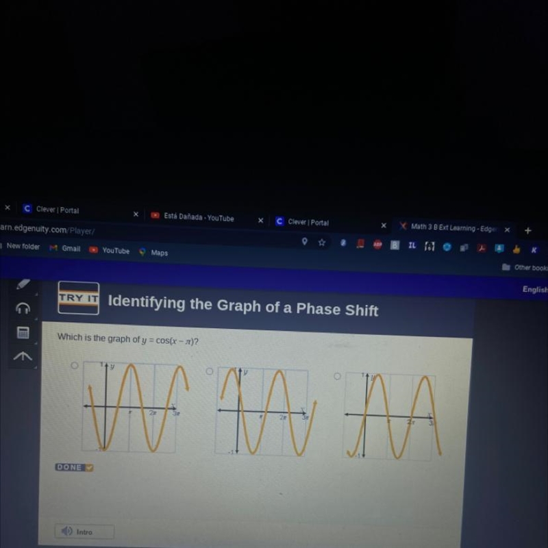 Which is the graph of y = cos(x – 9)?-example-1