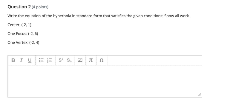 Write the equation of the hyperbola in standard form that satisfies the given conditions-example-1