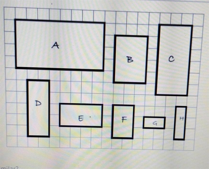 Which pair of rectangles are similar? A) A and B, B, A, and D. C, A, and F. D, A and-example-1