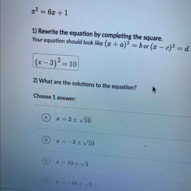 What are the solutions to the problem? (A B C or D?)-example-1