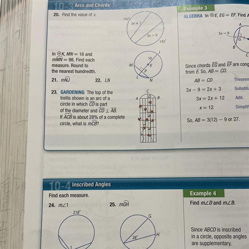 20. Find the value of x. 142 3x + 7 5x • 9 142°-example-1