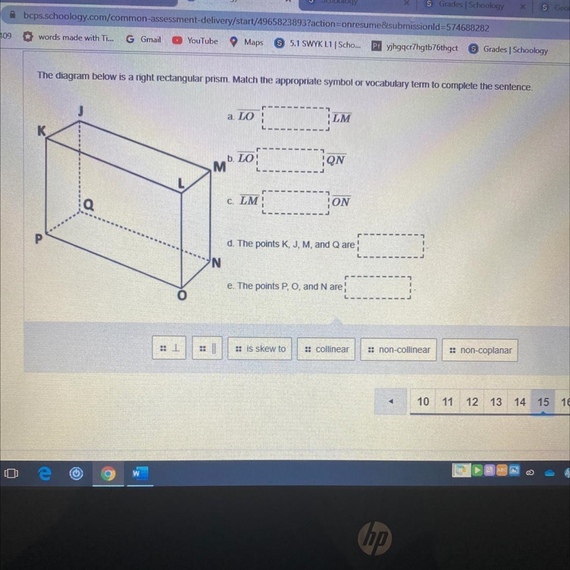 The diagram below is a right rectangular prism Match the appropriate symbol or vocabulary-example-1